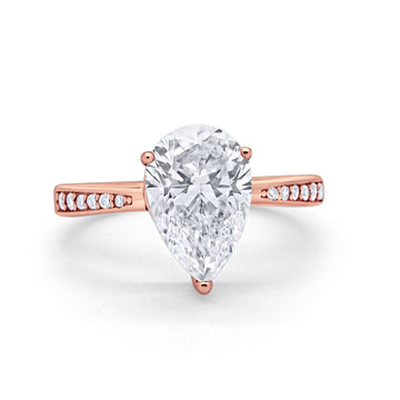 14K Rose Gold Teardrop Pear Bridal Wedding Engagement Ring Simulated CZ Size-7
